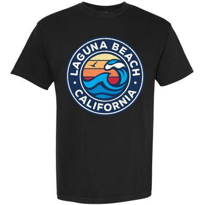 Laguna Beach California Ca Vintage Nautical Waves Design Garment-Dyed Heavyweight T-Shirt