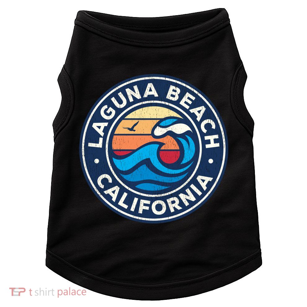 Laguna Beach California Ca Vintage Nautical Waves Design Doggie Tank
