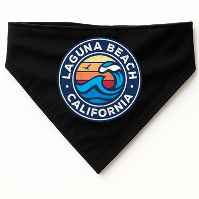 Laguna Beach California Ca Vintage Nautical Waves Design USA-Made Doggie Bandana