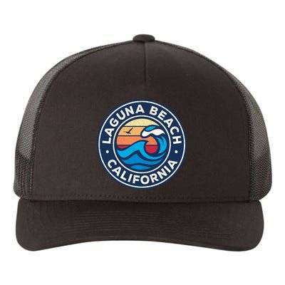 Laguna Beach California Ca Vintage Nautical Waves Design Yupoong Adult 5-Panel Trucker Hat