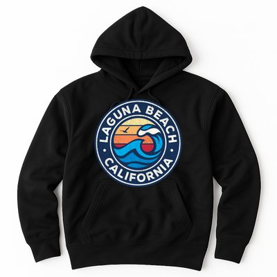 Laguna Beach California Ca Vintage Nautical Waves Design Hoodie