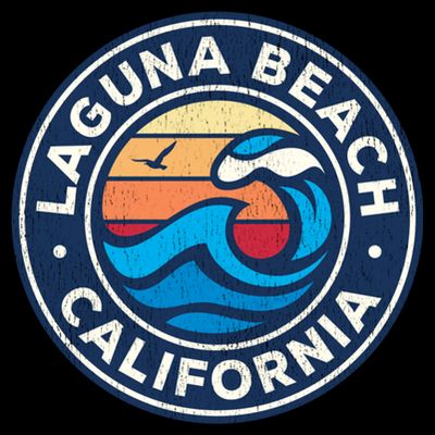 Laguna Beach California Ca Vintage Nautical Waves Design T-Shirt