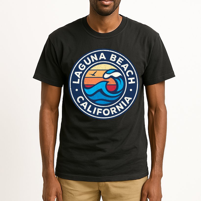 Laguna Beach California Ca Vintage Nautical Waves Design Tall T-Shirt
