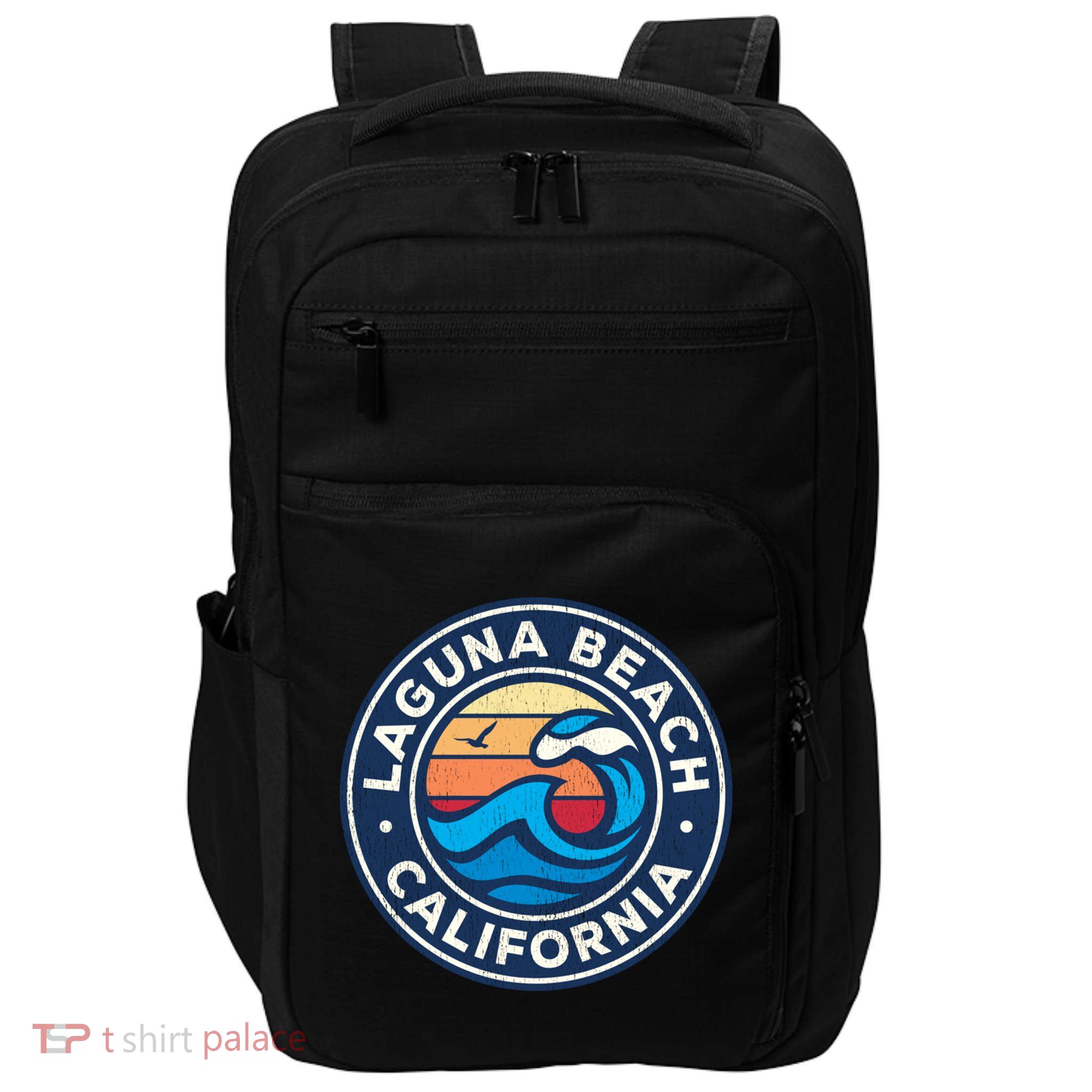 Laguna Beach California Ca Vintage Nautical Waves Design Impact Tech Backpack
