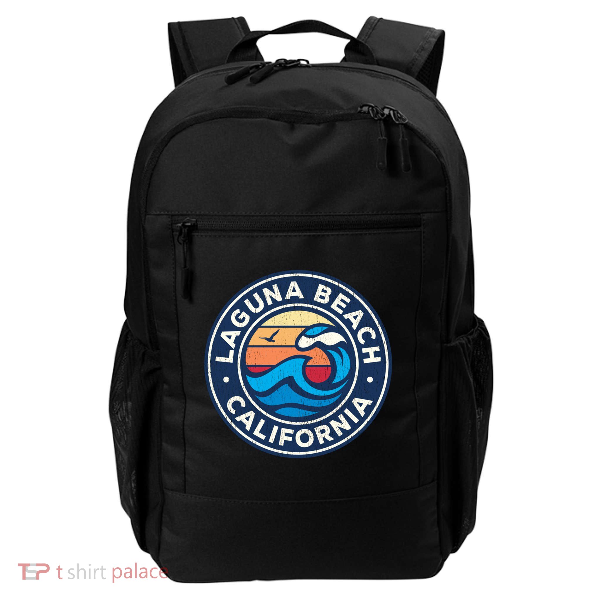 Laguna Beach California Ca Vintage Nautical Waves Design Backpack