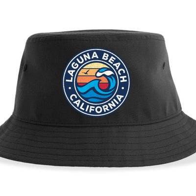 Laguna Beach California Ca Vintage Nautical Waves Design Sustainable Bucket Hat