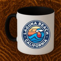 Laguna Beach California Ca Vintage Nautical Waves Design Mug