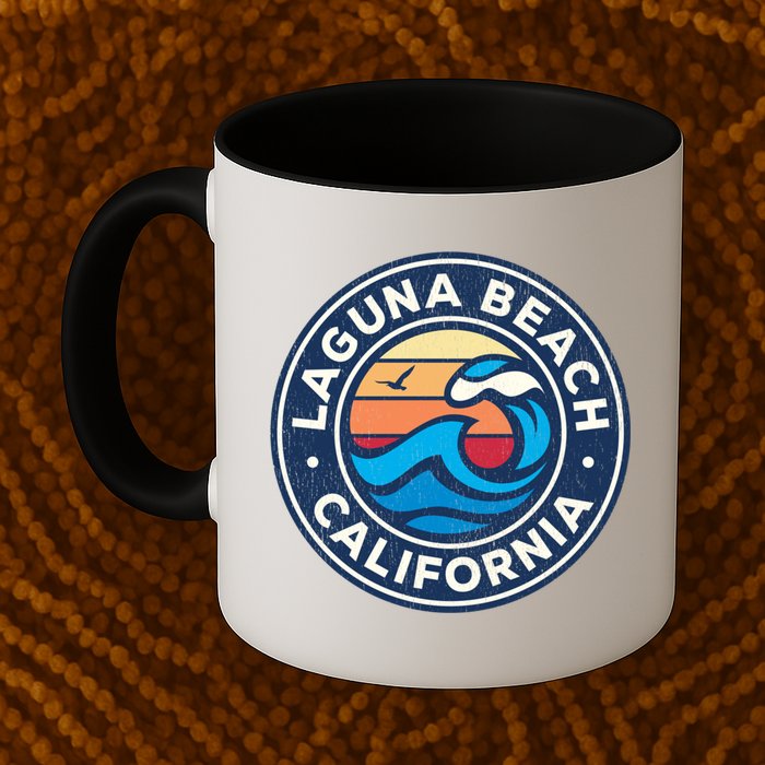 Laguna Beach California Ca Vintage Nautical Waves Design Mug