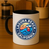 Laguna Beach California Ca Vintage Nautical Waves Design Mug