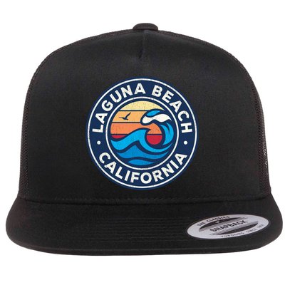 Laguna Beach California Ca Vintage Nautical Waves Design Flatbill Hat