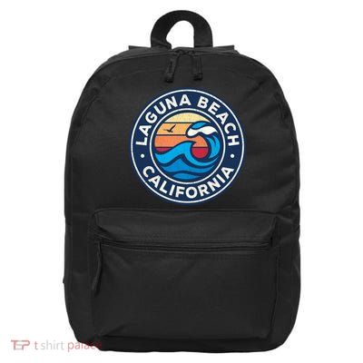 Laguna Beach California Ca Vintage Nautical Waves Design 16 in Basic Backpack