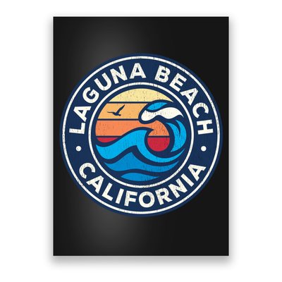 Laguna Beach California Ca Vintage Nautical Waves Design Poster