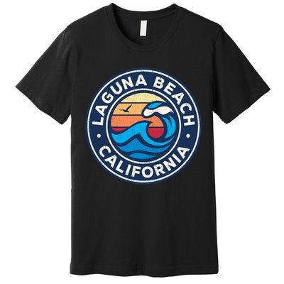 Laguna Beach California Ca Vintage Nautical Waves Design Premium T-Shirt