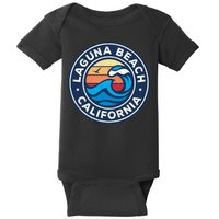 Laguna Beach California Ca Vintage Nautical Waves Design Baby Bodysuit