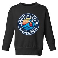 Laguna Beach California Ca Vintage Nautical Waves Design Toddler Sweatshirt