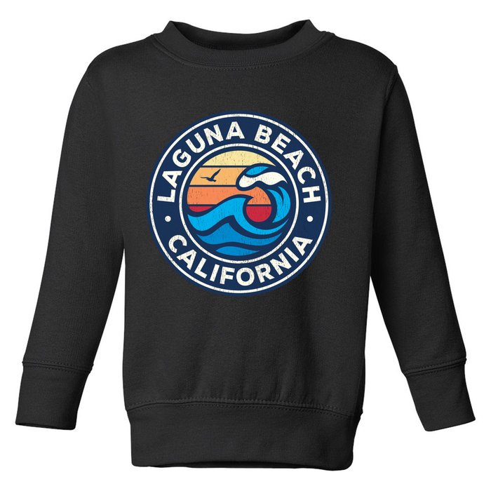 Laguna Beach California Ca Vintage Nautical Waves Design Toddler Sweatshirt