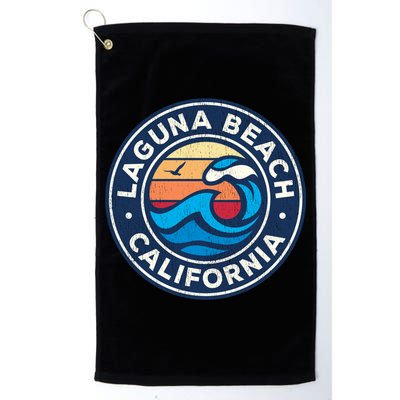 Laguna Beach California Ca Vintage Nautical Waves Design Golf Towel