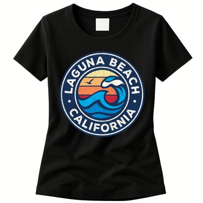 Laguna Beach California Ca Vintage Nautical Waves Design Womens T-Shirt