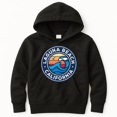 Laguna Beach California Ca Vintage Nautical Waves Design Kids Hoodie