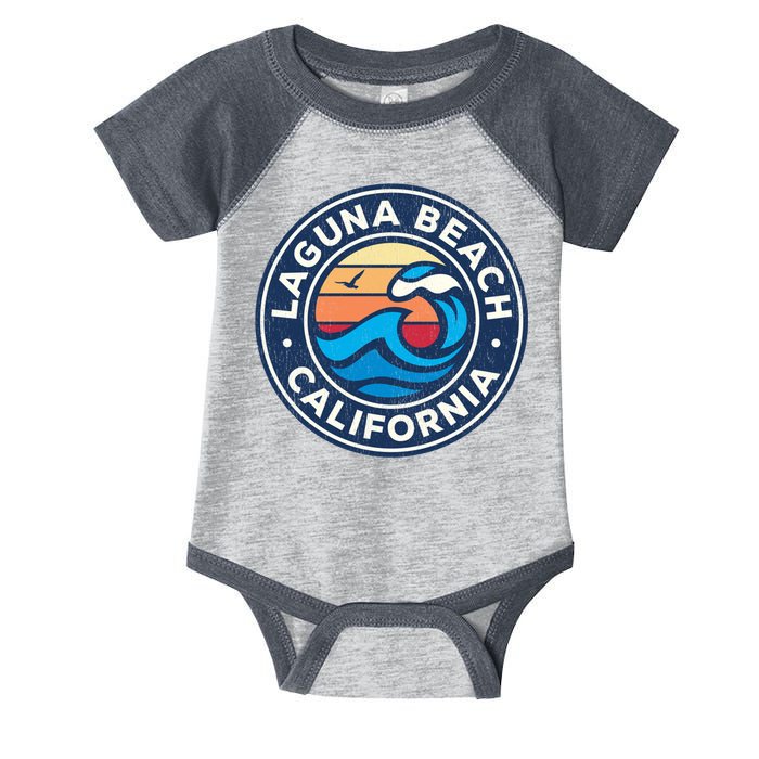 Laguna Beach California Ca Vintage Nautical Waves Design Infant Baby Jersey Bodysuit