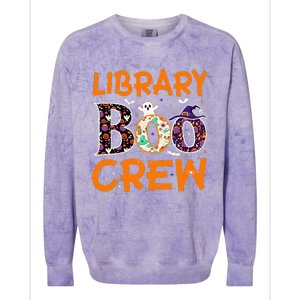 Library Boo Crew Book Lovers Funny Halloween Library Ghost Colorblast Crewneck Sweatshirt