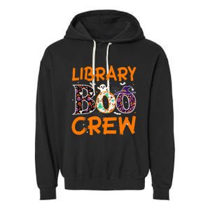 Library Boo Crew Book Lovers Funny Halloween Library Ghost Garment-Dyed Fleece Hoodie