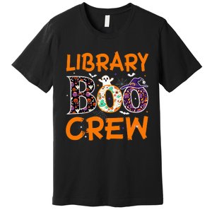 Library Boo Crew Book Lovers Funny Halloween Library Ghost Premium T-Shirt