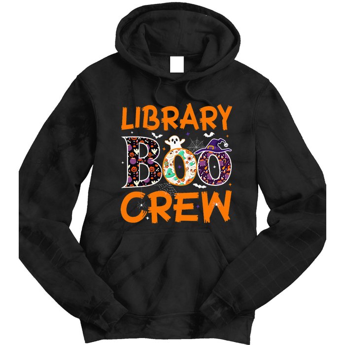 Library Boo Crew Book Lovers Funny Halloween Library Ghost Tie Dye Hoodie