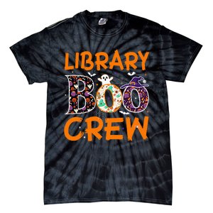 Library Boo Crew Book Lovers Funny Halloween Library Ghost Tie-Dye T-Shirt