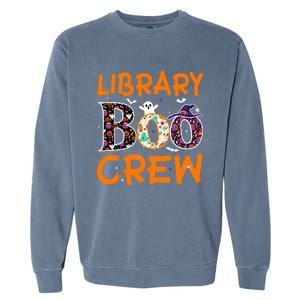 Library Boo Crew Book Lovers Funny Halloween Library Ghost Garment-Dyed Sweatshirt