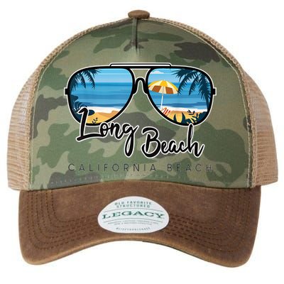 Long Beach California Palm Tree Sunglasses Souvenir Legacy Tie Dye Trucker Hat