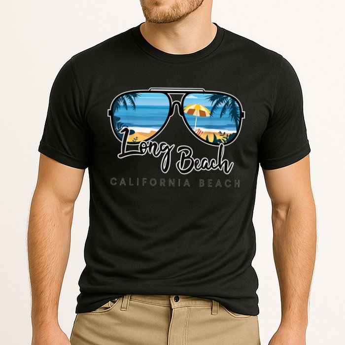 Long Beach California Palm Tree Sunglasses Souvenir Cooling Performance Crew T-Shirt