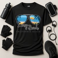 Long Beach California Palm Tree Sunglasses Souvenir Cooling Performance Crew T-Shirt