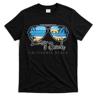 Long Beach California Palm Tree Sunglasses Souvenir T-Shirt