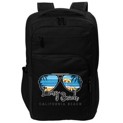 Long Beach California Palm Tree Sunglasses Souvenir Impact Tech Backpack