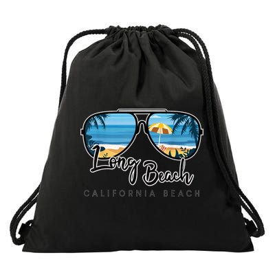 Long Beach California Palm Tree Sunglasses Souvenir Drawstring Bag