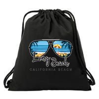 Long Beach California Palm Tree Sunglasses Souvenir Drawstring Bag
