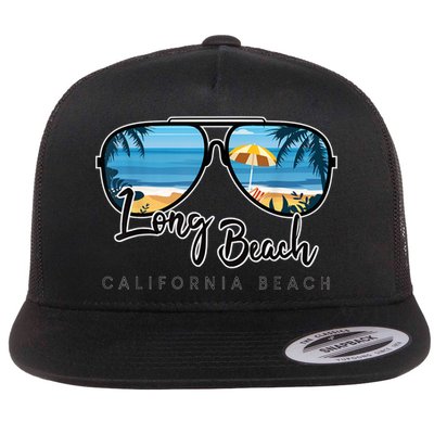 Long Beach California Palm Tree Sunglasses Souvenir Flatbill Hat
