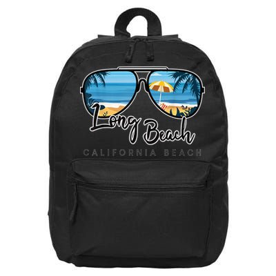 Long Beach California Palm Tree Sunglasses Souvenir 16 in Basic Backpack