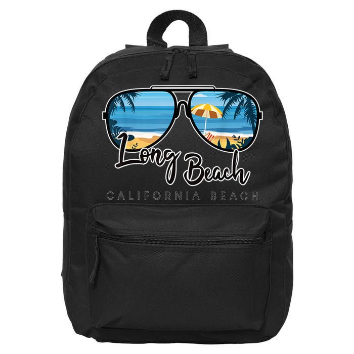 Long Beach California Palm Tree Sunglasses Souvenir 16 in Basic Backpack