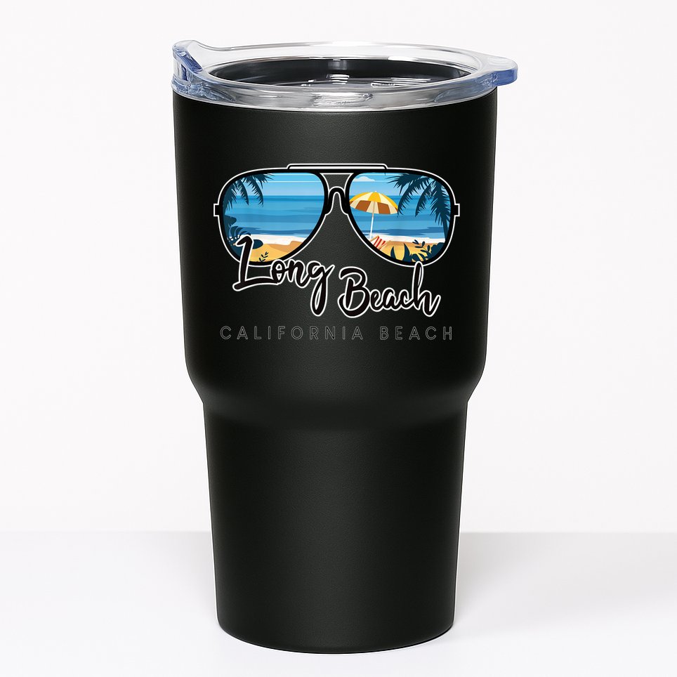 Long Beach California Palm Tree Sunglasses Souvenir Tumbler