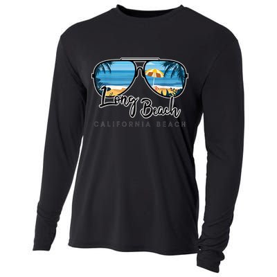 Long Beach California Palm Tree Sunglasses Souvenir Cooling Performance Long Sleeve Crew