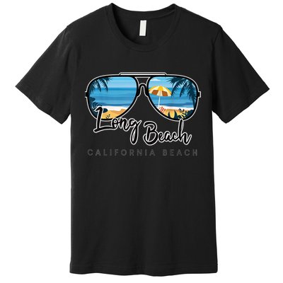 Long Beach California Palm Tree Sunglasses Souvenir Premium T-Shirt