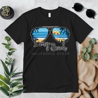 Long Beach California Palm Tree Sunglasses Souvenir Premium T-Shirt