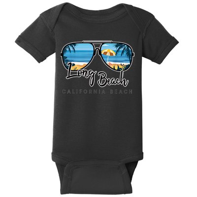Long Beach California Palm Tree Sunglasses Souvenir Baby Bodysuit