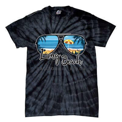 Long Beach California Palm Tree Sunglasses Souvenir Tie-Dye T-Shirt