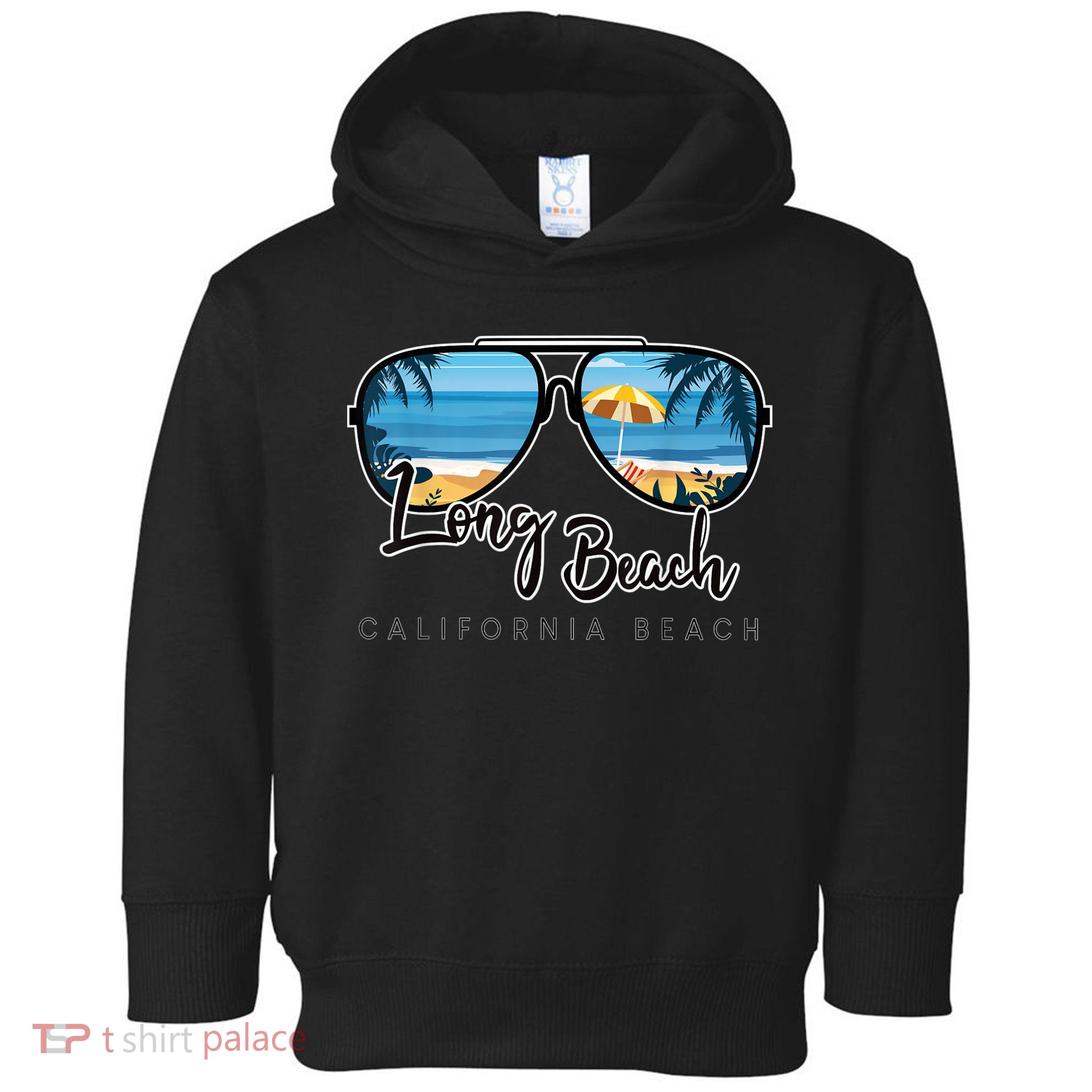 Long Beach California Palm Tree Sunglasses Souvenir Toddler Hoodie