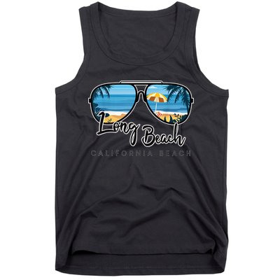 Long Beach California Palm Tree Sunglasses Souvenir Tank Top