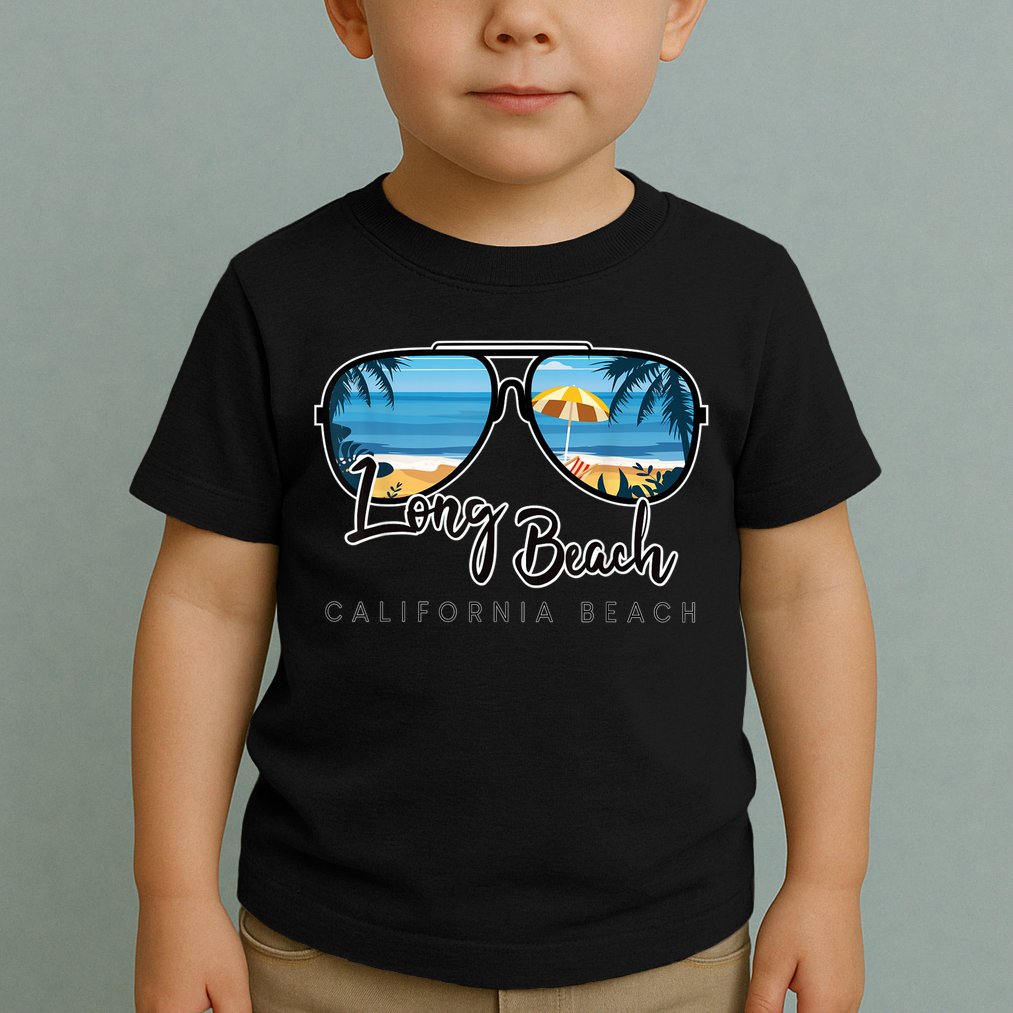 Long Beach California Palm Tree Sunglasses Souvenir Toddler T-Shirt