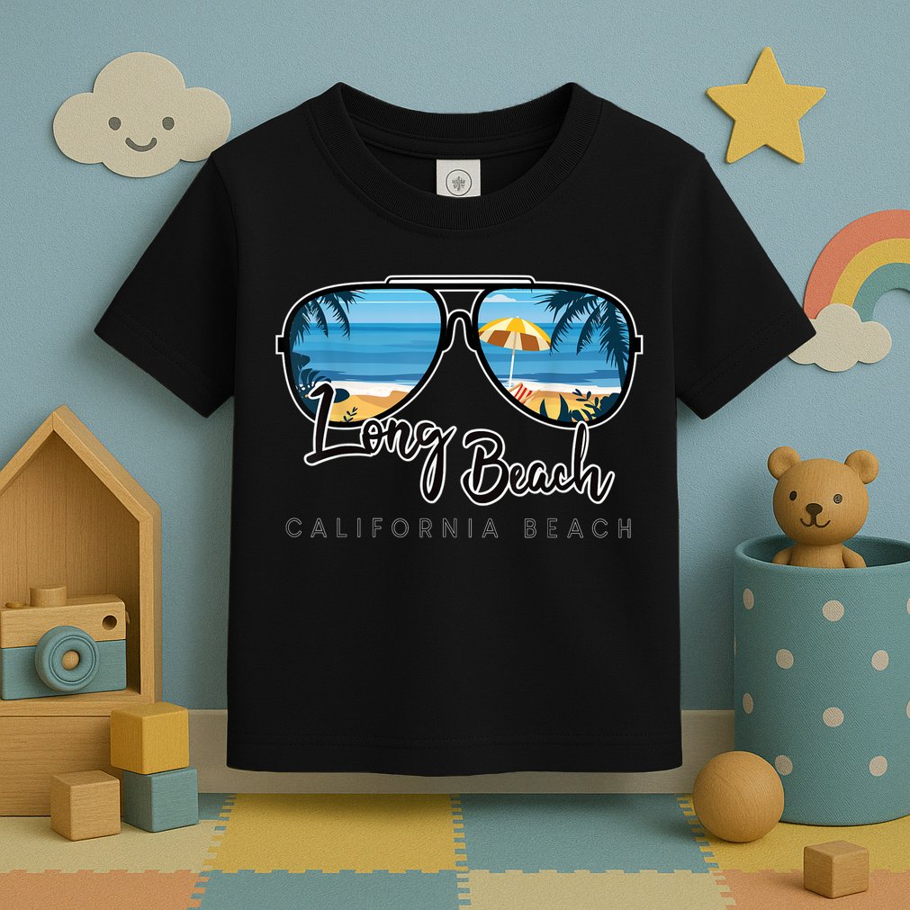 Long Beach California Palm Tree Sunglasses Souvenir Toddler T-Shirt